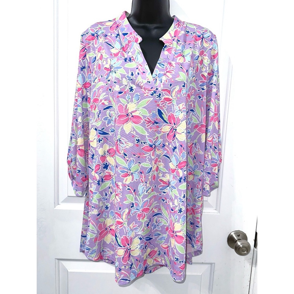 Honeyme light purple floral print Gabby style top